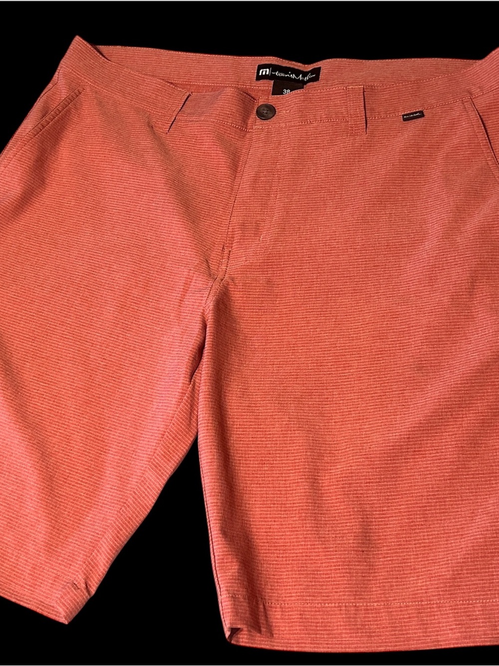 Travis Mathew Coral-Red Pinstripe Chino Shorts